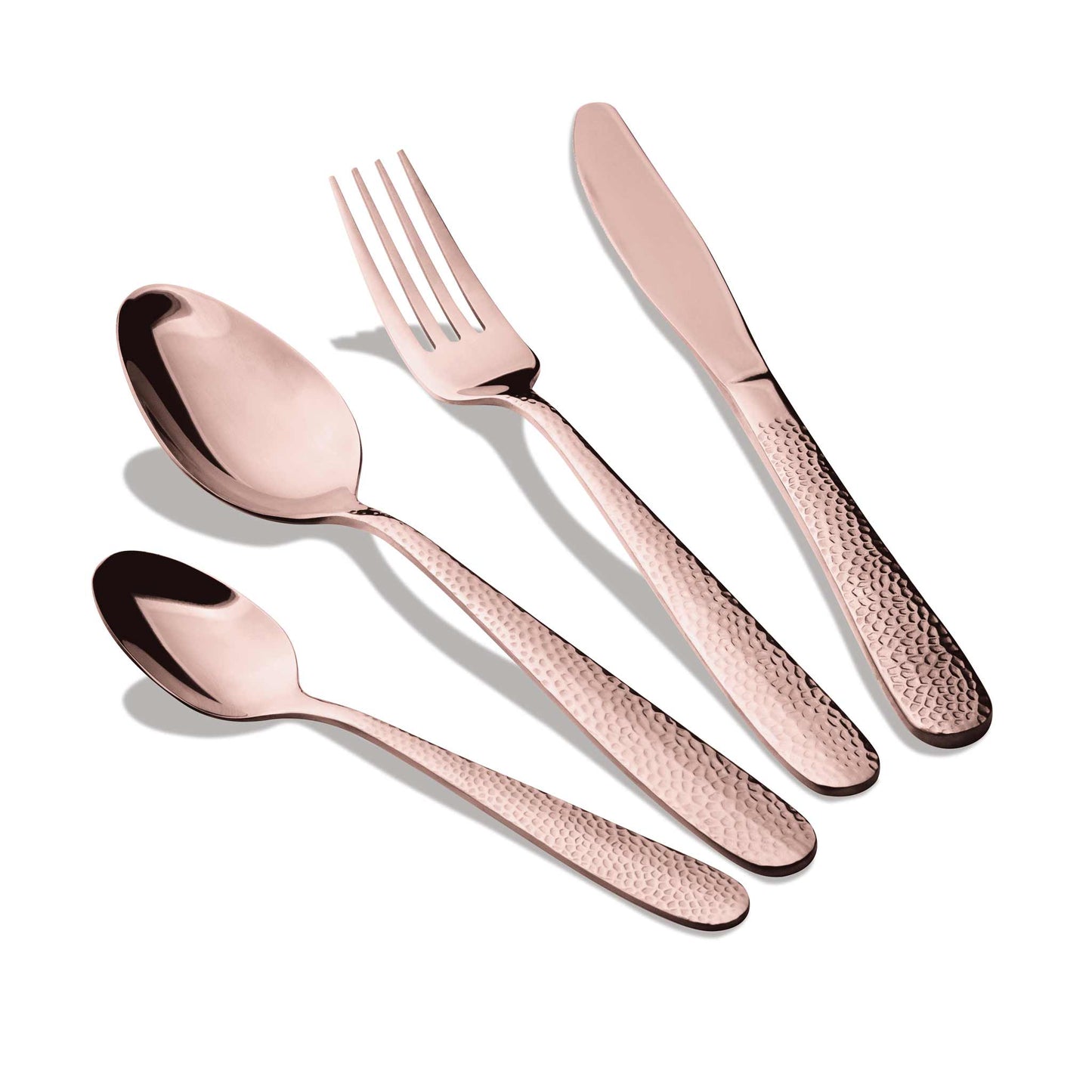 Set De Cubiertos De 24 Piezas Con Revestimiento Pvd Color Oro Rosa Y Acabado Pulido Espejo.