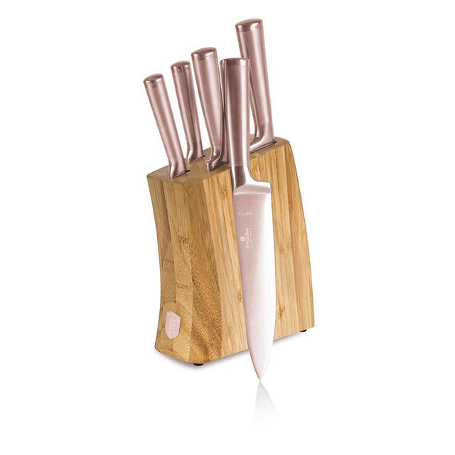 Set De 6 Cuchillos Con Soporte De Bambú.