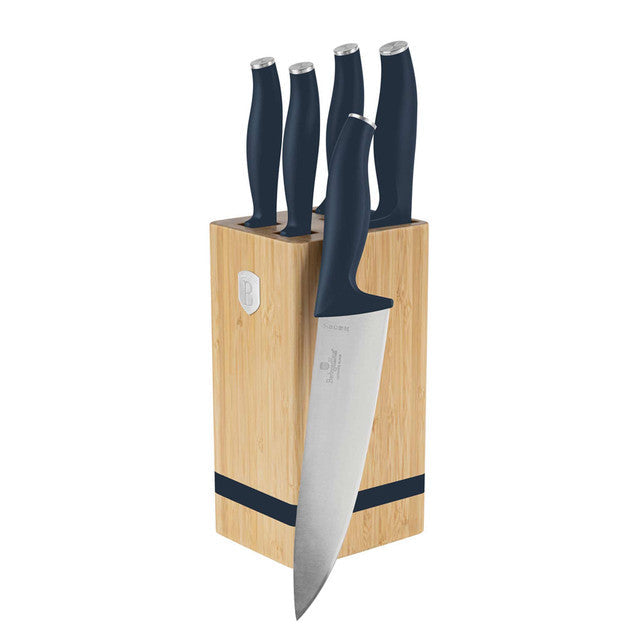 Set De 6 Cuchillos Con Soporte De Bambú.