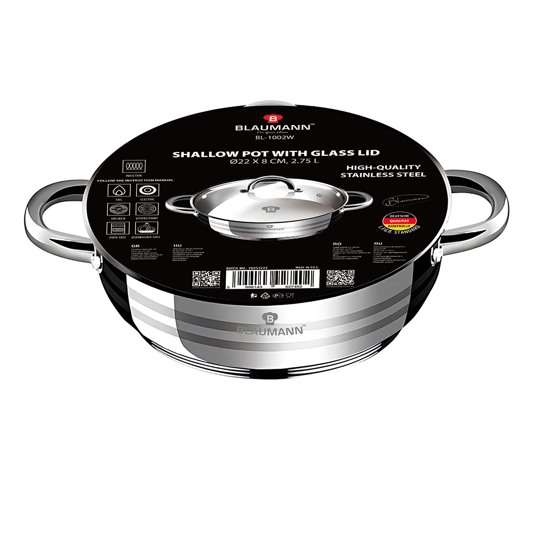 Olla Poco Profunda Con Tapa De 22 Cm