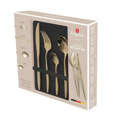 Set De Cubiertos De 24 Piezas Con Revestimiento Pvd Dorado Satinado