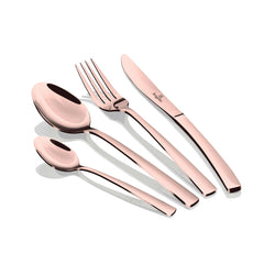 Set De Cubiertos De 24 Piezas Con Revestimiento Pvd Color Oro Rosa Y Acabado Pulido Espejo.
