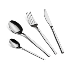 Set De Cubiertos De 24 Piezas, Plateado Espejo Pulido.