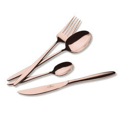 Set De Cubiertos De 24 Piezas Con Revestimiento Pvd Color Oro Rosa Y Acabado Pulido Espejo.
