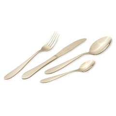 Set De Cubiertos De 24 Piezas Con Revestimiento Pvd Dorado Y Acabado Pulido Espejo.