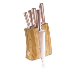 Set De 6 Cuchillos Con Soporte De Bambú.