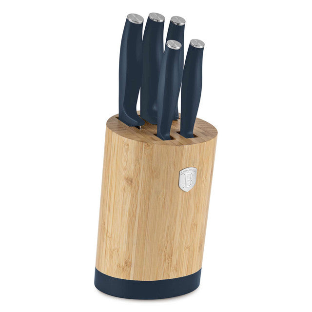 Set De 6 Cuchillos Con Soporte De Bambú.