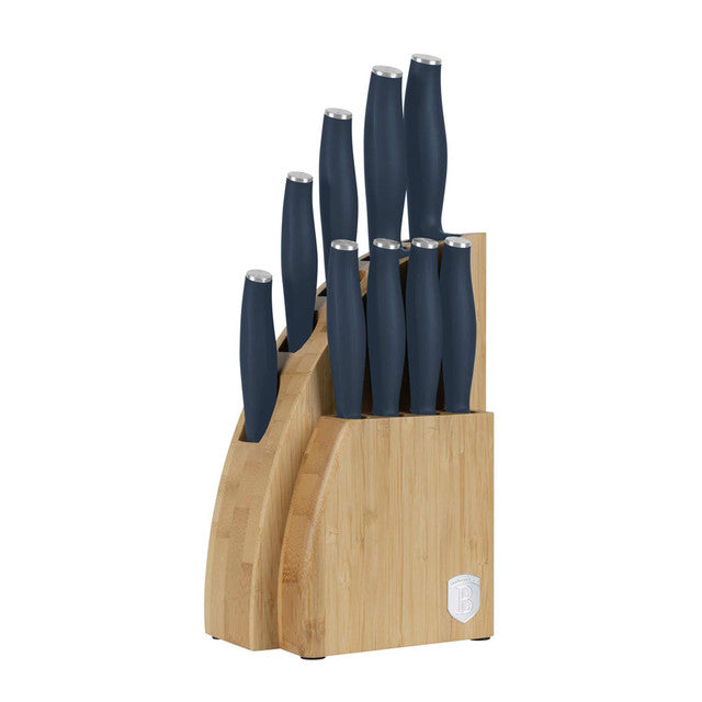 Set De 10 Cuchillos Con Soporte De Bambú.