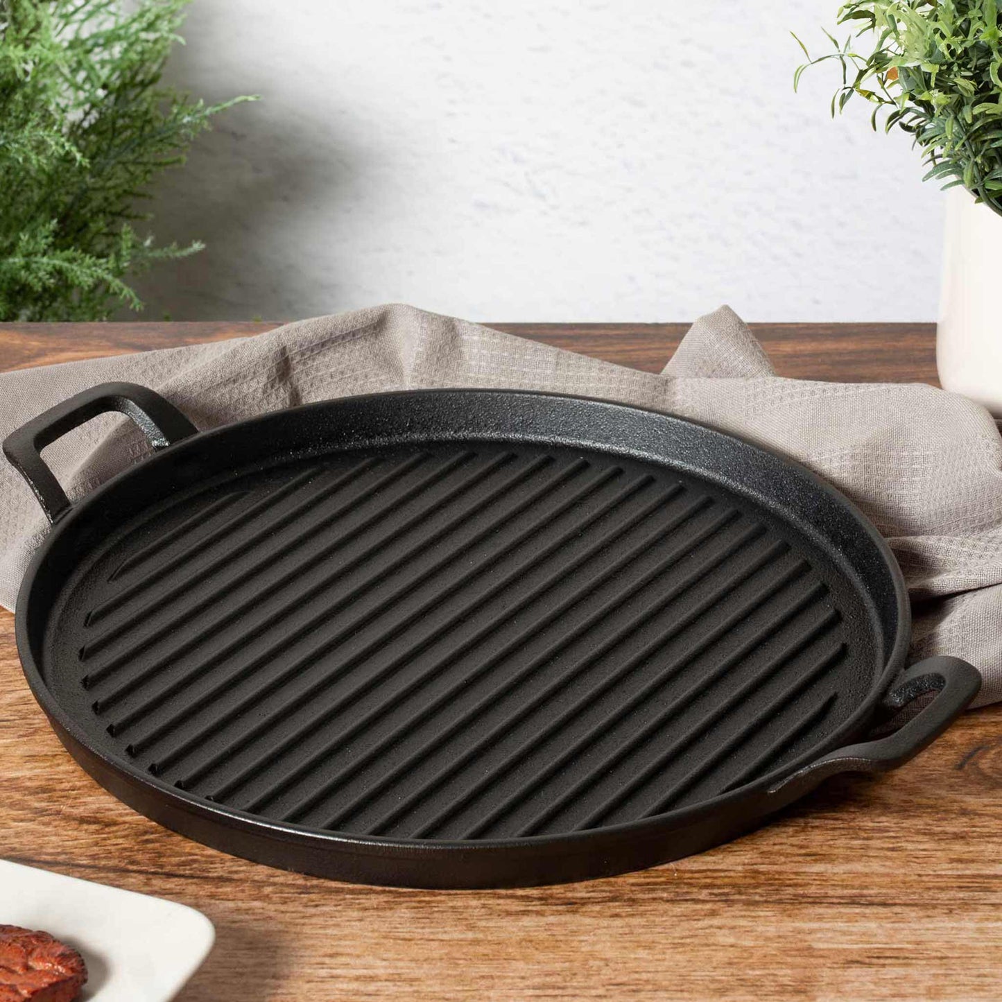 Plancha Redonda Para Parrilla De Hierro Fundido De 30 Cm