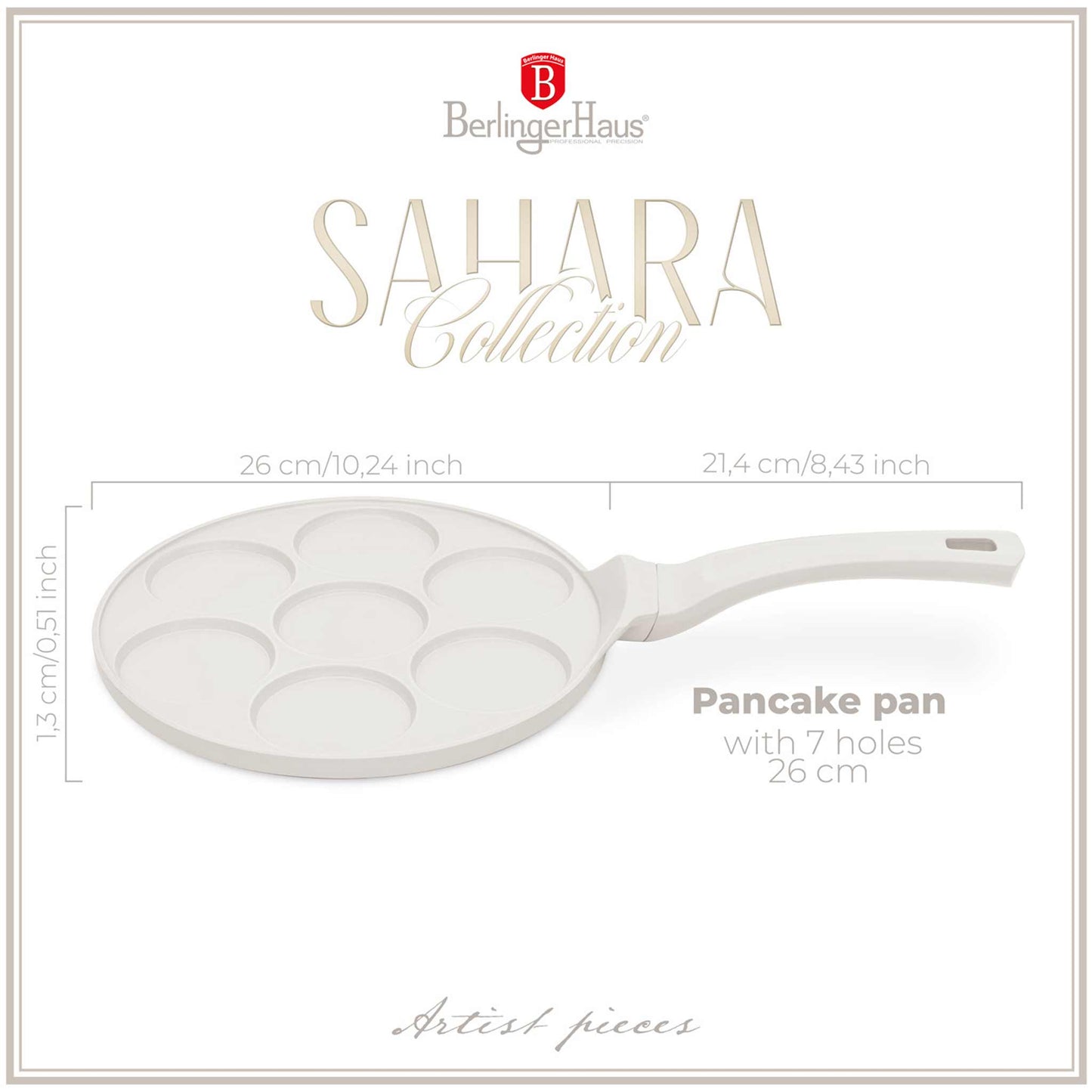 Sartén Para Panqueques Lisa De 7 Agujeros, 26 Cm