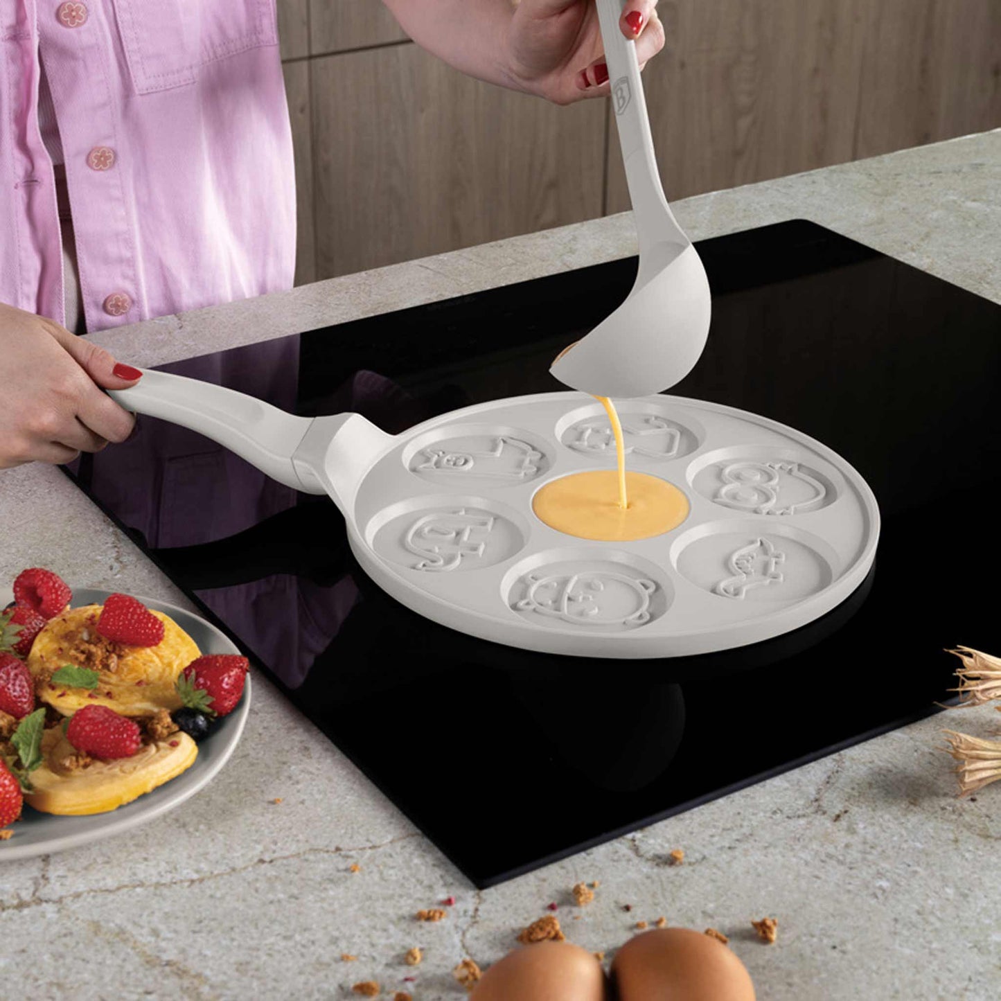 Sartén Para Tortitas Con Forma De Animales De 7 Agujeros Y 26 Cm