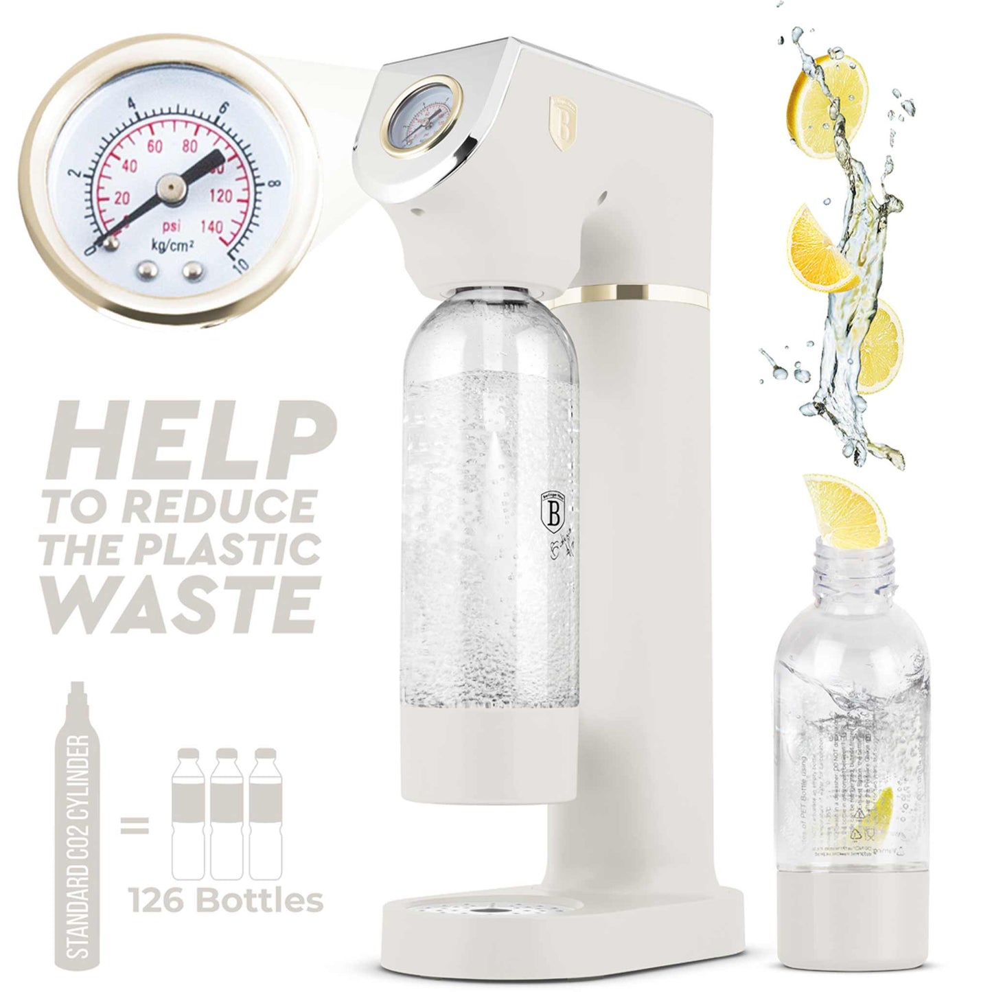 Máquina Para Hacer Refrescos Con 2 Botellas Y Barómetro, Compatible Con Cilindros De Co2 De Tamaño Universal.