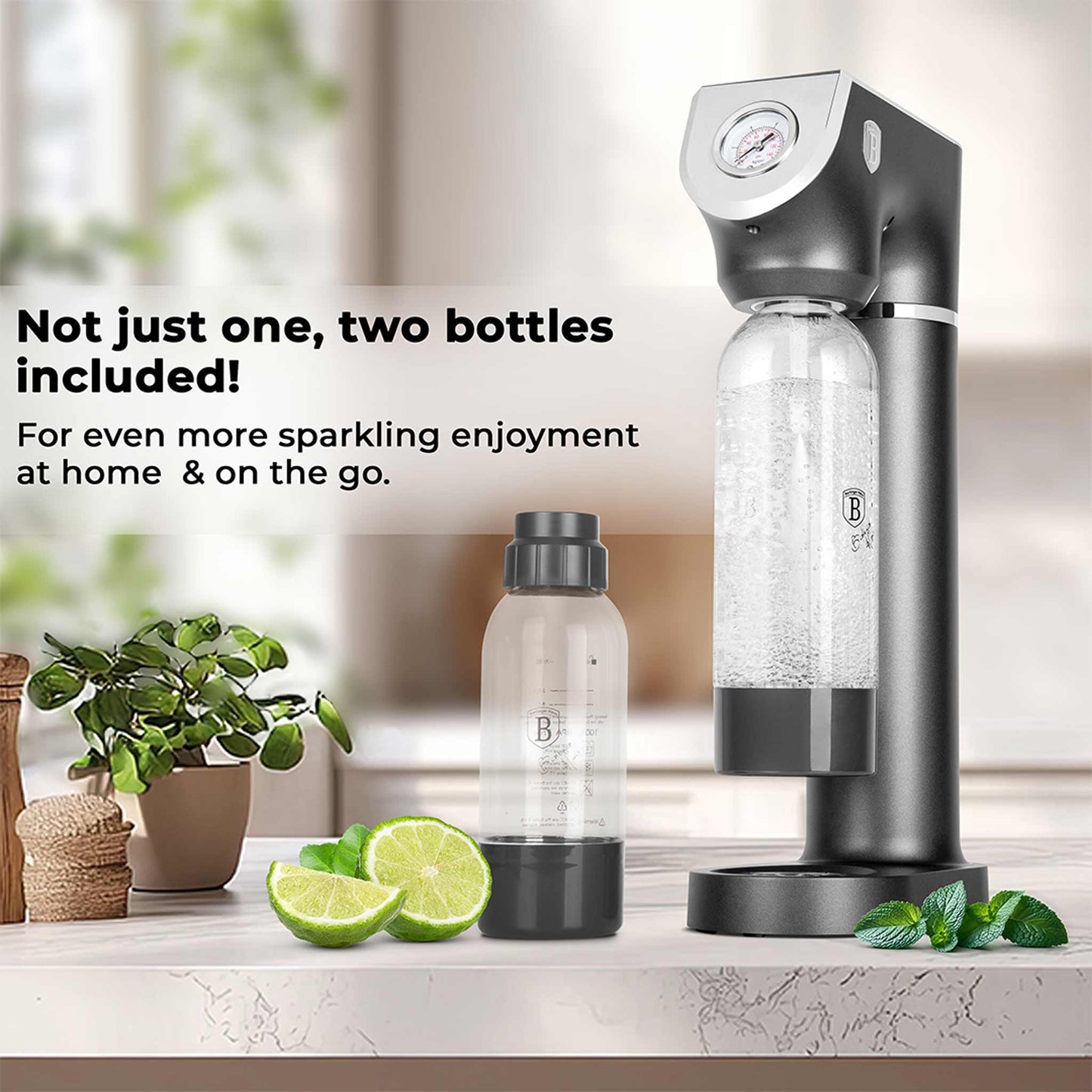 Máquina Para Hacer Refrescos Con 2 Botellas Y Barómetro, Compatible Con Cilindros De Co2 De Tamaño Universal.