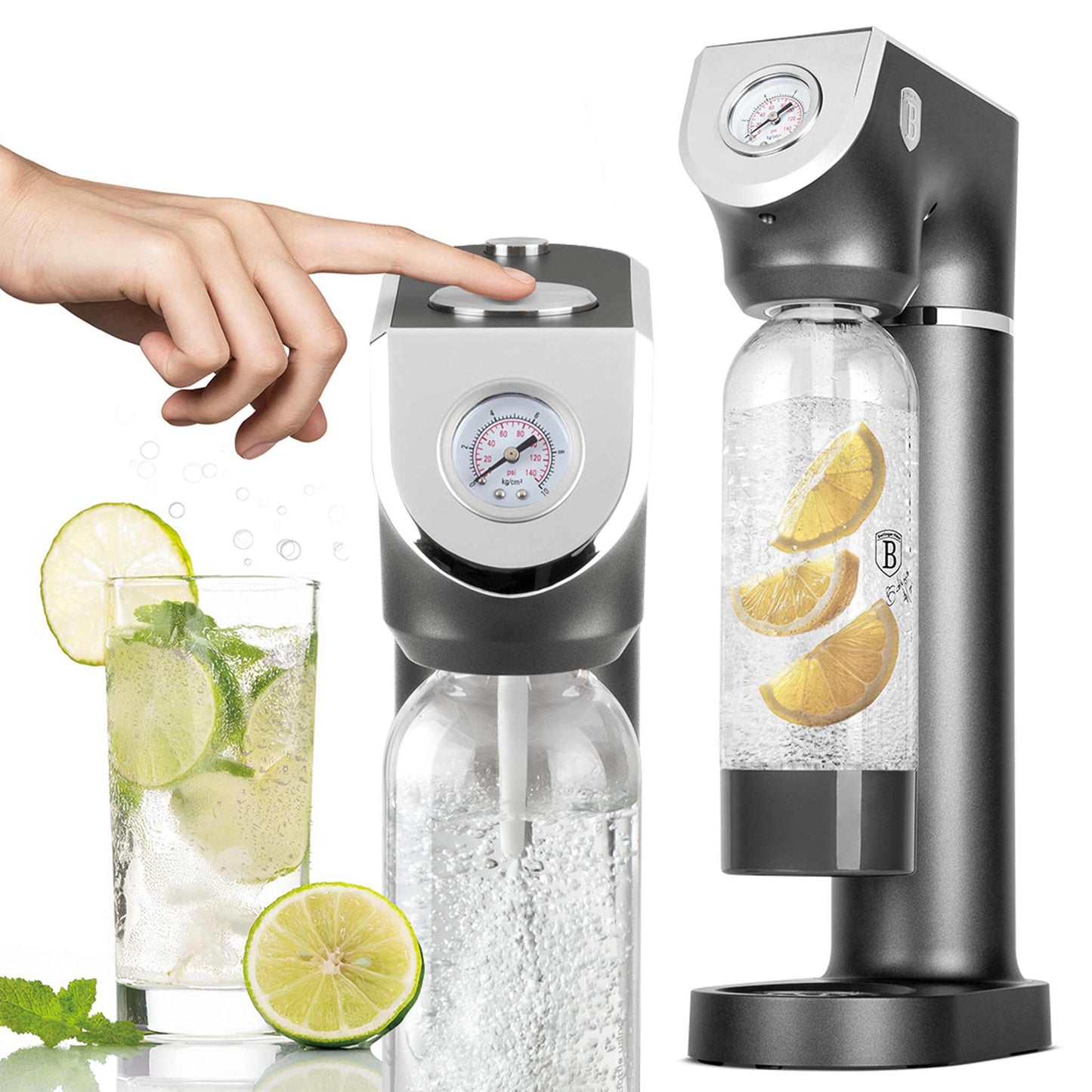 Máquina Para Hacer Refrescos Con 2 Botellas Y Barómetro, Compatible Con Cilindros De Co2 De Tamaño Universal.