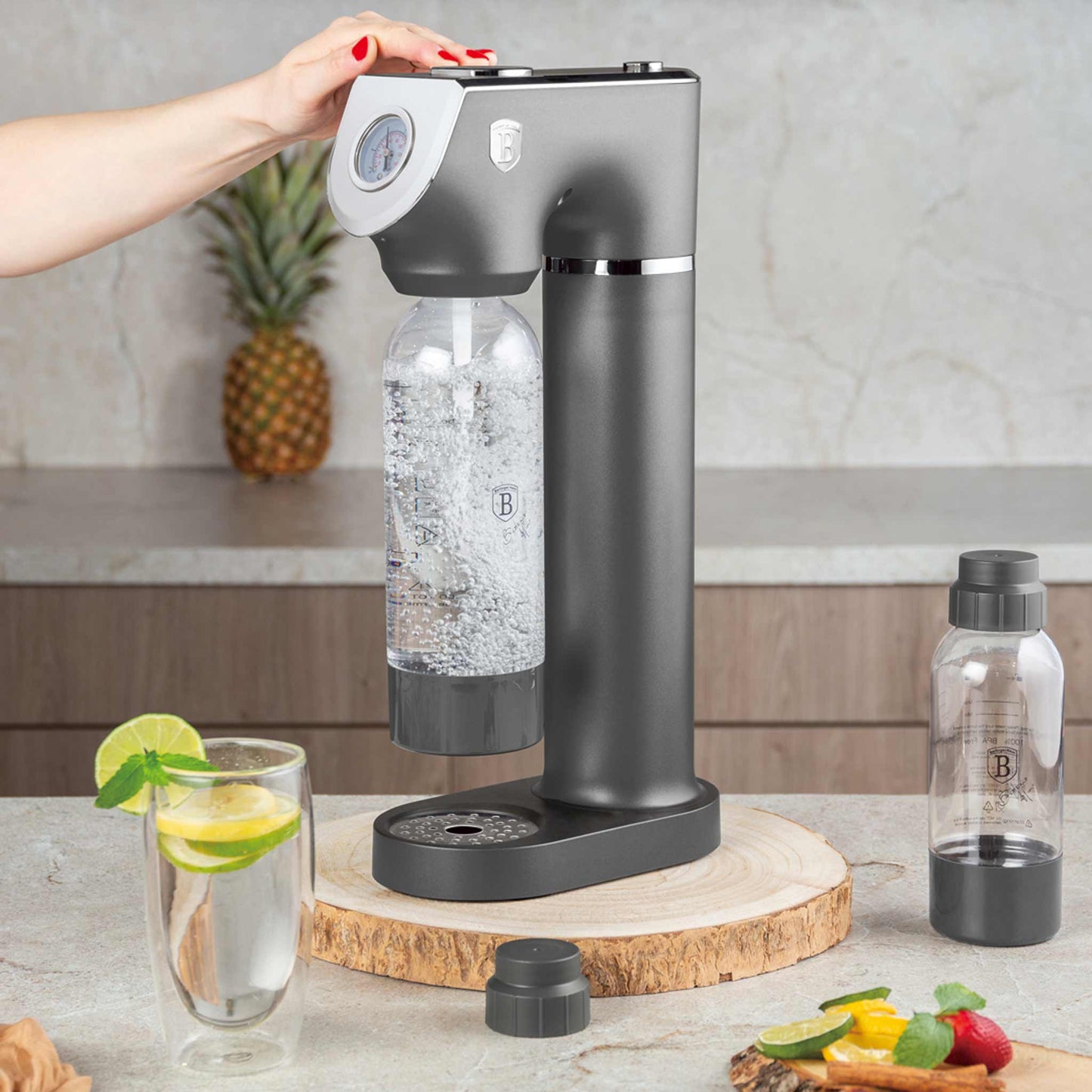 Máquina Para Hacer Refrescos Con 2 Botellas Y Barómetro, Compatible Con Cilindros De Co2 De Tamaño Universal.