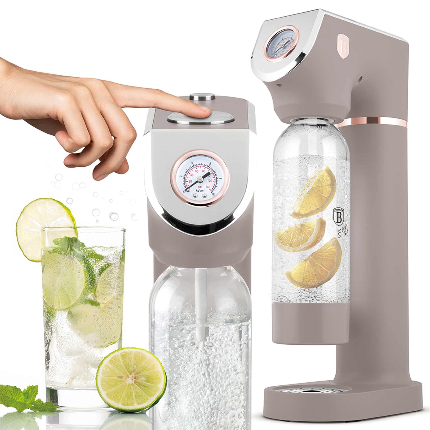 Máquina Para Hacer Refrescos Con 2 Botellas Y Barómetro, Compatible Con Cilindros De Co2 De Tamaño Universal.