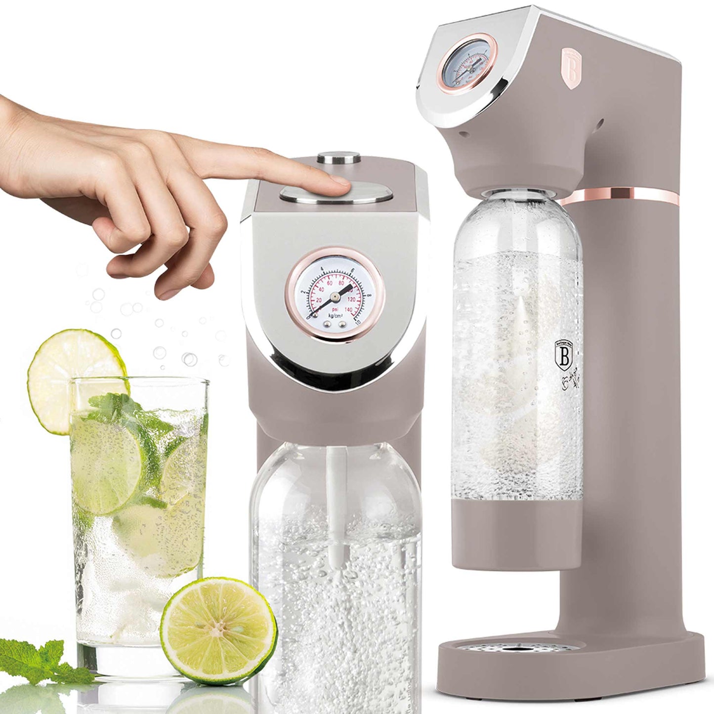 Máquina Para Hacer Refrescos Con 2 Botellas Y Barómetro, Compatible Con Cilindros De Co2 De Tamaño Universal.