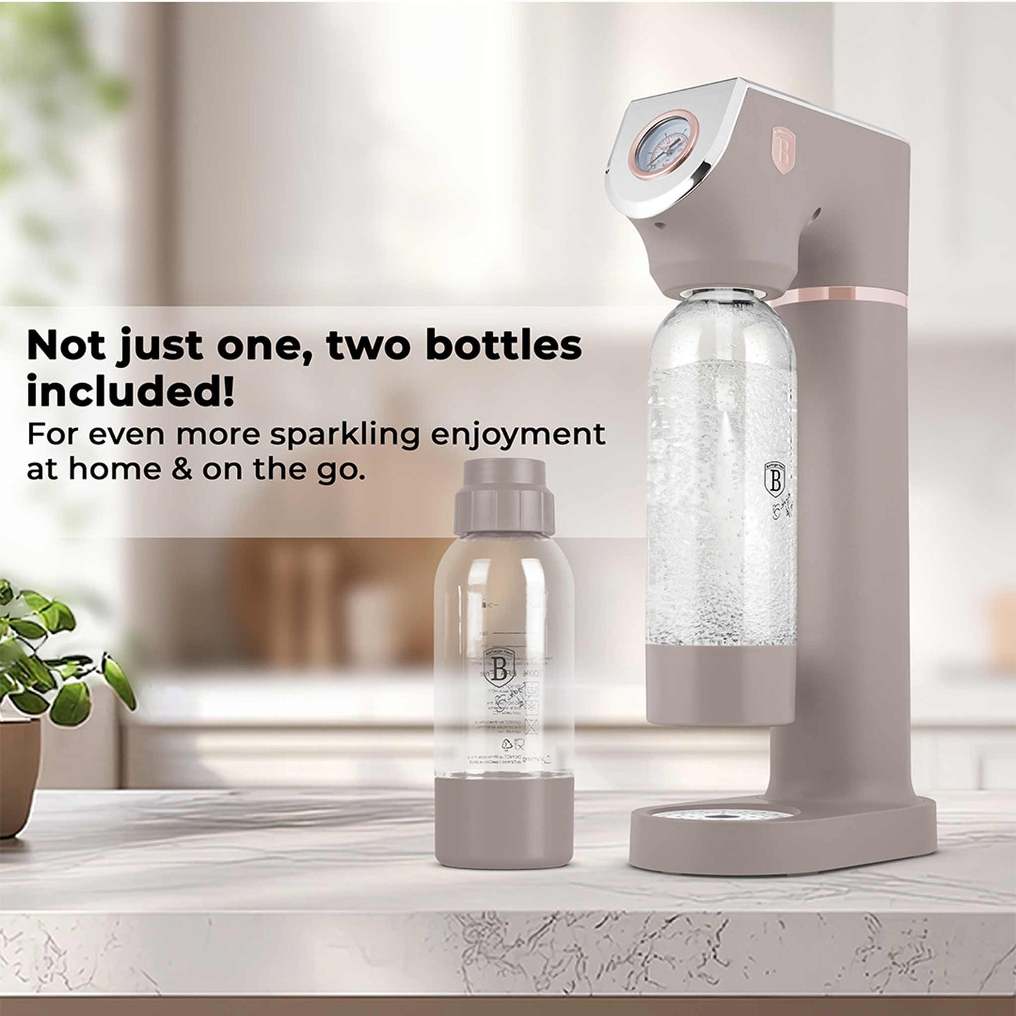 Máquina Para Hacer Refrescos Con 2 Botellas Y Barómetro, Compatible Con Cilindros De Co2 De Tamaño Universal.