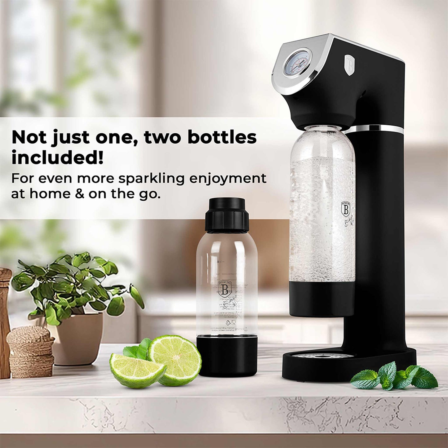 Máquina Para Hacer Refrescos Con 2 Botellas Y Barómetro, Compatible Con Cilindros De Co2 De Tamaño Universal.