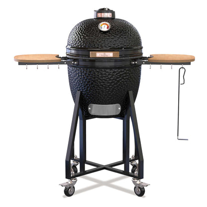 Parrilla Kamado Con Soporte Alto Y Estantes Laterales.
