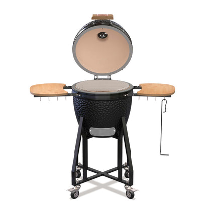 Parrilla Kamado Con Soporte Alto Y Estantes Laterales.