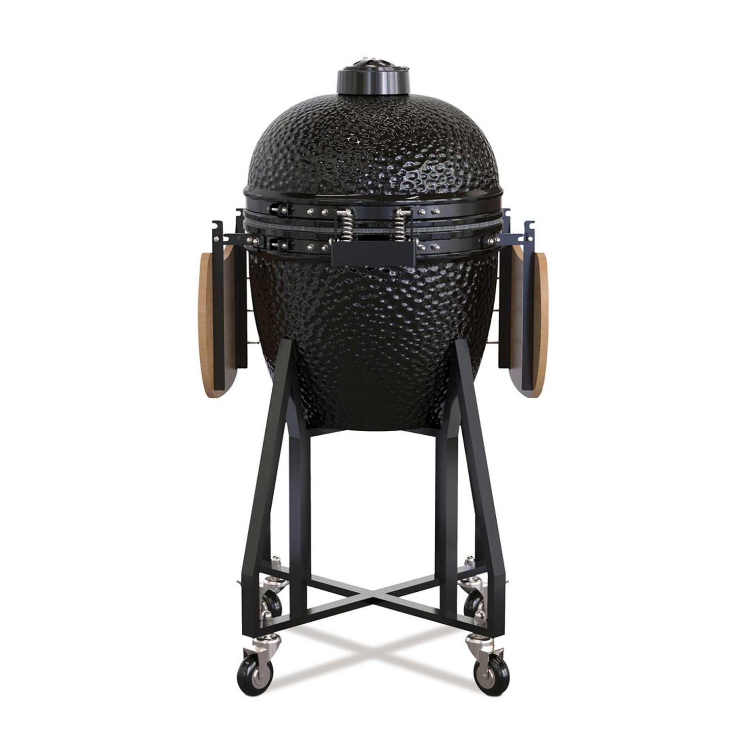 Parrilla Kamado Con Soporte Alto Y Estantes Laterales.