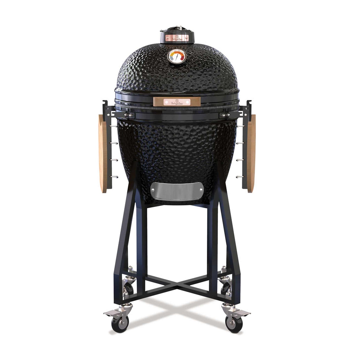 Parrilla Kamado Con Soporte Alto Y Estantes Laterales.