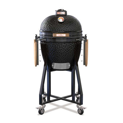 Parrilla Kamado Con Soporte Alto Y Estantes Laterales.