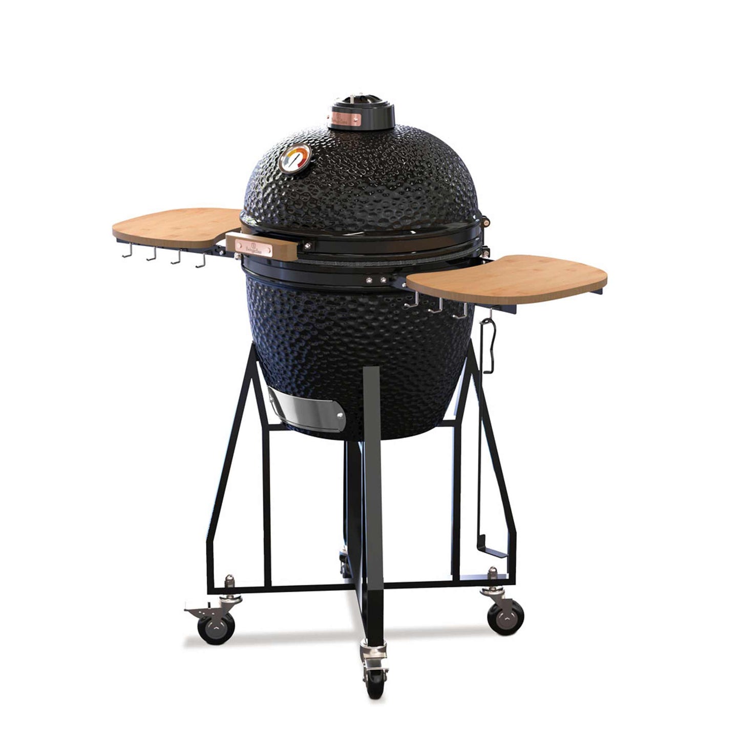 Parrilla Kamado Con Soporte Alto Y Estantes Laterales.
