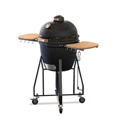 Parrilla Kamado Con Soporte Alto Y Estantes Laterales.