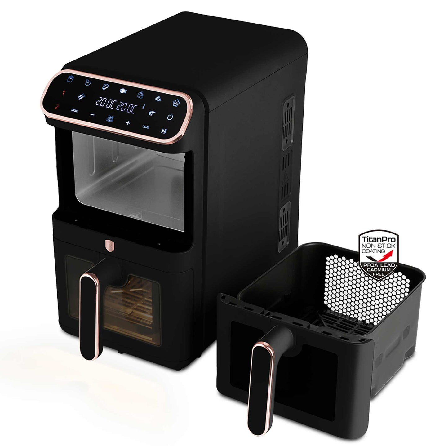 Freidora De Aire De Doble Cesta De 5,5+5,5 L Con Ventanas Visibles
