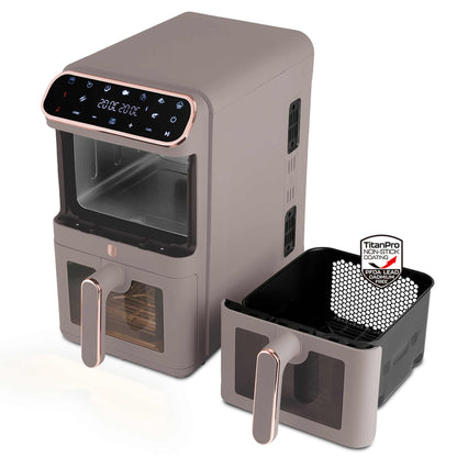 Freidora De Aire De Doble Cesta De 5,5+5,5 L Con Ventanas Visibles