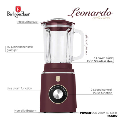 Batidora De Mesa Con Jarra De Vidrio De 1,5 L Y 1000 W.