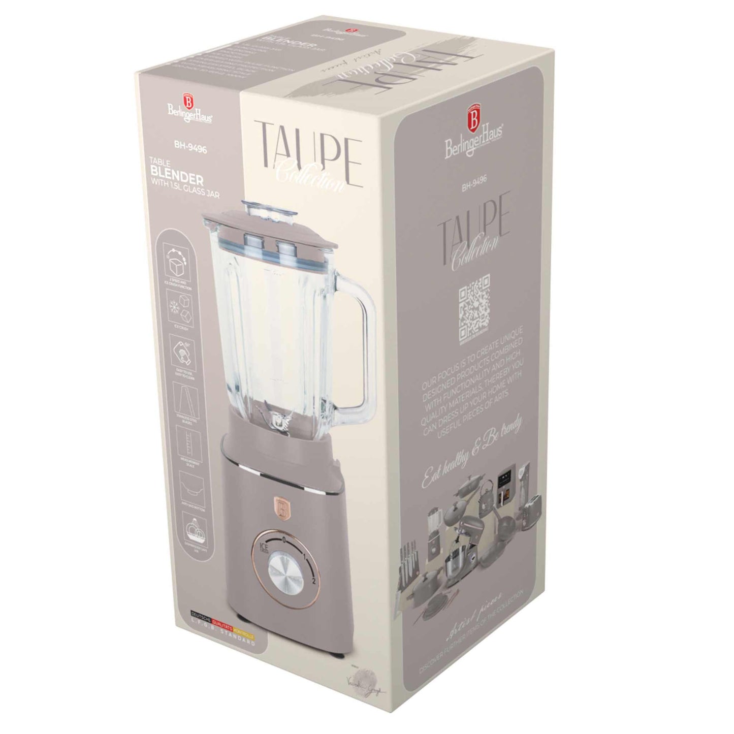 Batidora De Mesa Con Jarra De Vidrio De 1,5 L Y 1000 W.