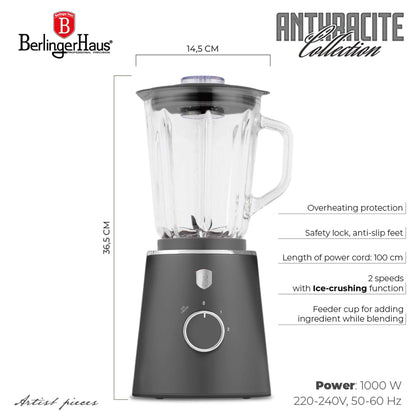 Batidora De Mesa Con Jarra De Vidrio De 1,5 L Y 1000 W.