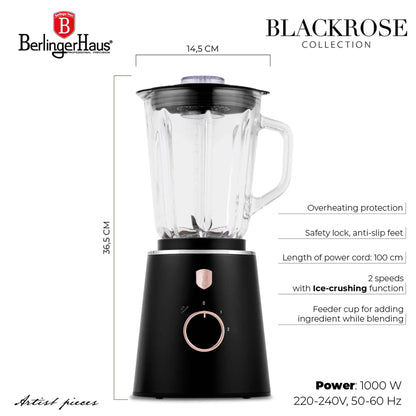 Batidora De Mesa Con Jarra De Vidrio De 1,5 L Y 1000 W.