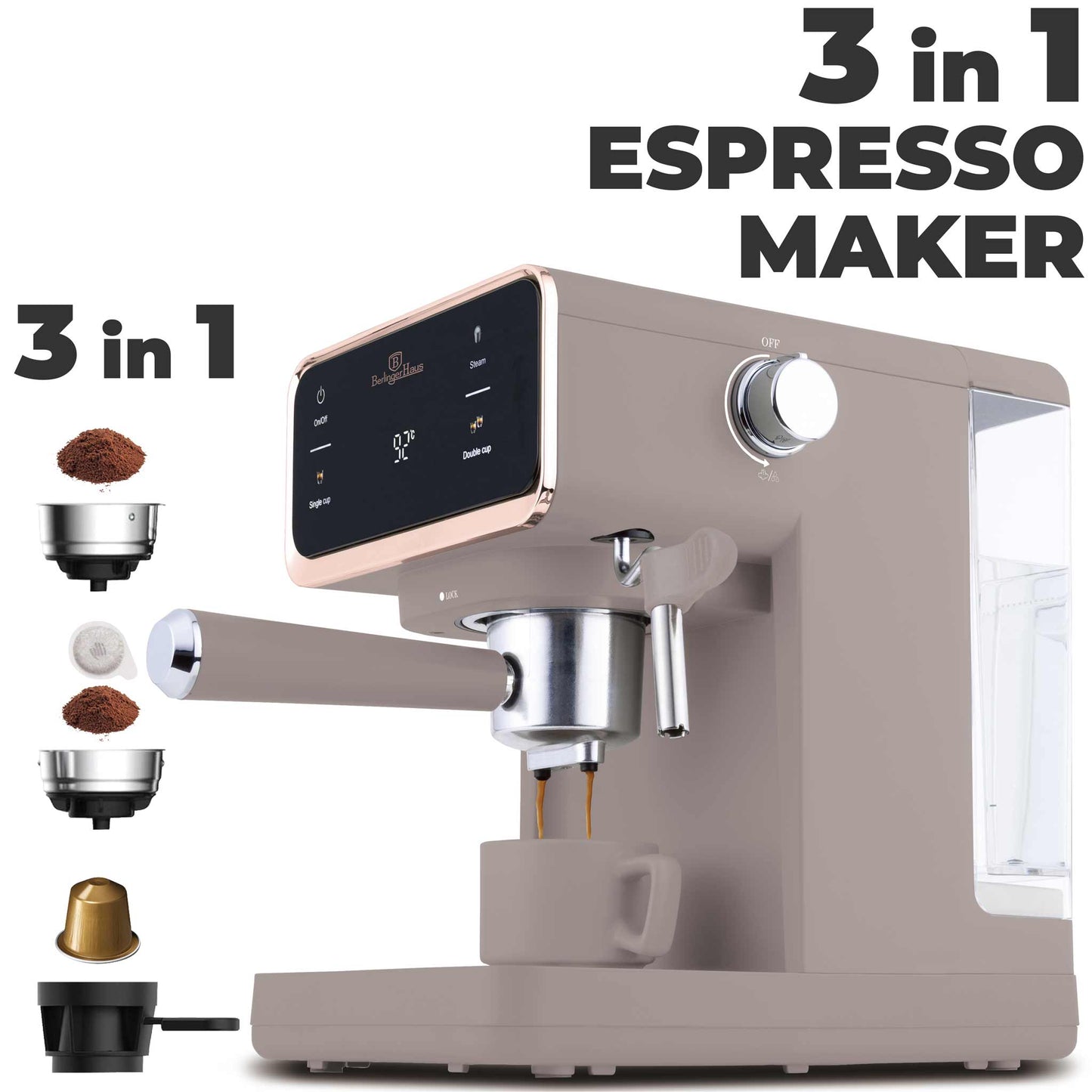 Cafetera Espresso Digital 3 En 1